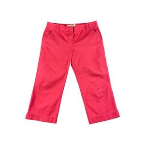 J Crew Classic Twill Chino Cropped Pants Coral Pink Size 8